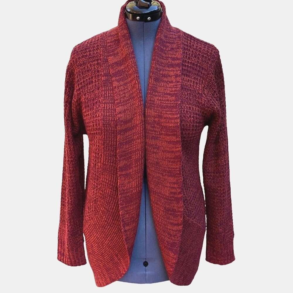 CAREN SPORT Burnt Orange Magenta Cardigan Sweater Coat Women Size 1X Mid-Length
